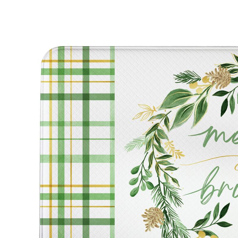 Wreath Anti-Fatigue Door Mat "Merry Bright" - 30" x 18"