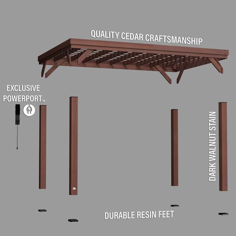 Backyard Discovery Brockton 14x10' Cedar Wood Pergola Kit w/ PowerPort
