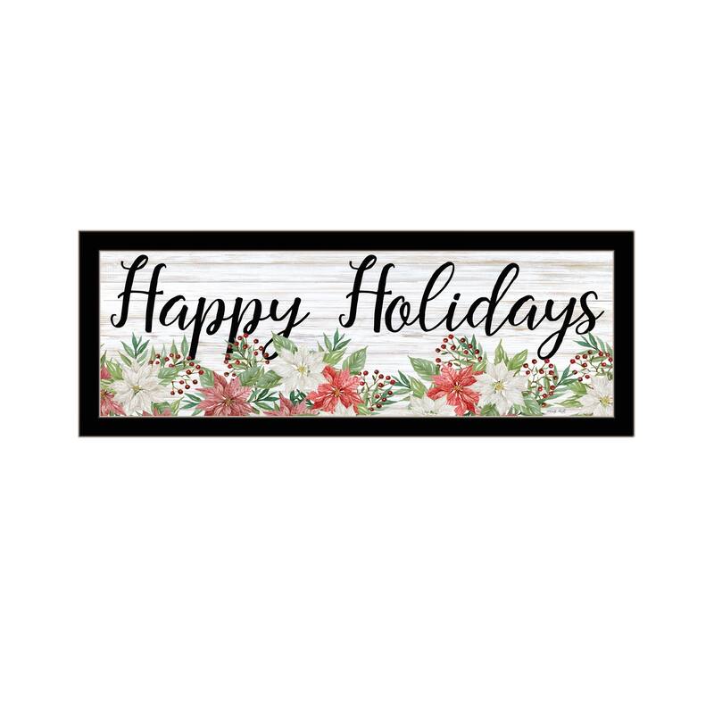 TrendyDecor4U Contemporary "Happy Holiday" Framed Print Wall Art - Black