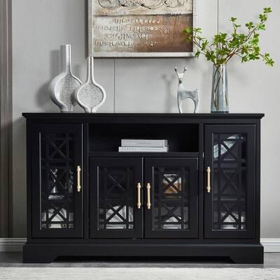 Sideboard Buffet with Tempered Glass Doors and Adjustable Shelves