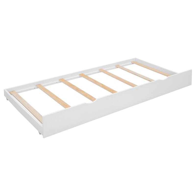 Queen Size Wooden Platform Bed Frame with Trundle, 2 Big Drawers and USB Ports, Stylish and Functional Bedroom Furniture