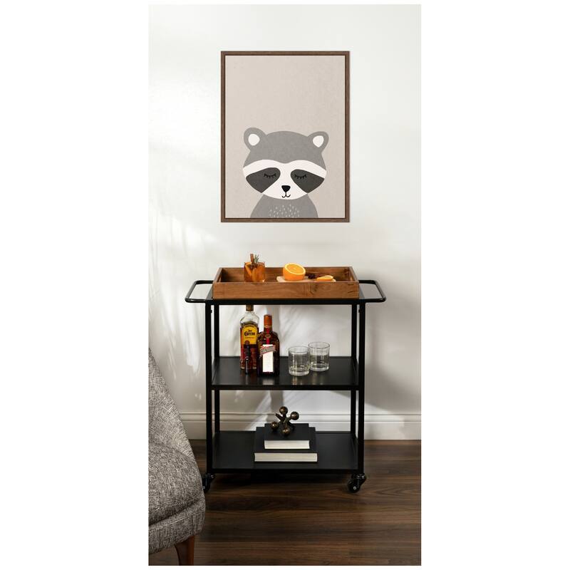 Kate and Laurel Raccoon by July Art Prints Framed Canvas Wall Art Print
