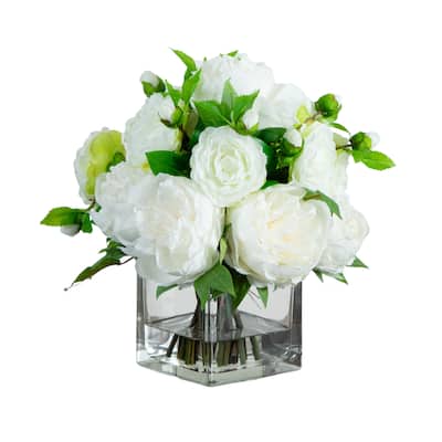 13-in Peony and Camellia Artificial Arrangement