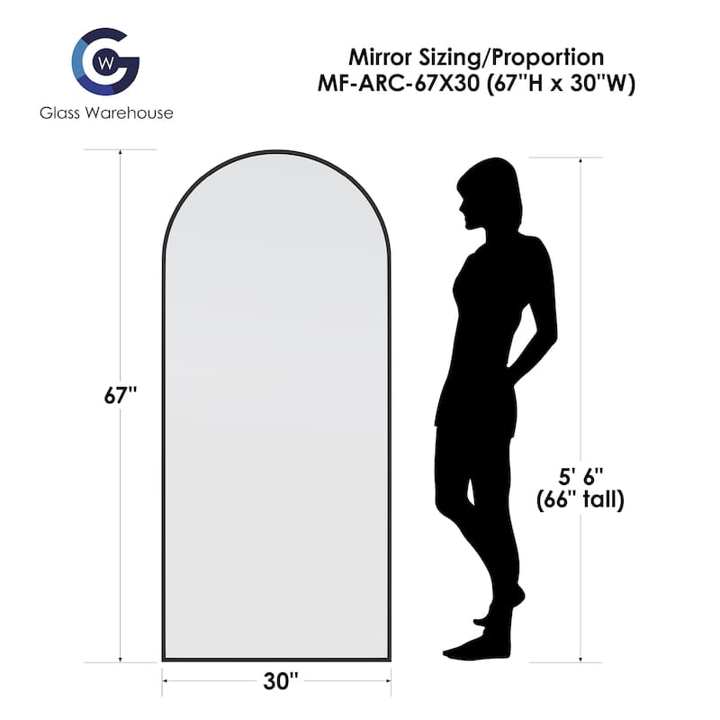 Glass Warehouse Large Arch Shape Stainless Steel Framed Mirror
