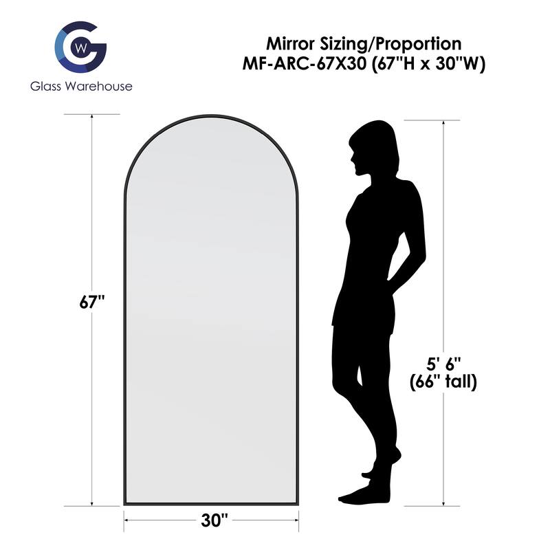 Glass Warehouse Large Arch Shape Stainless Steel Framed Mirror
