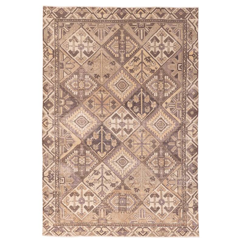 ECARPETGALLERY Hand-knotted Antalya Vintage Brown Wool Rug - 6'8 x 9'10