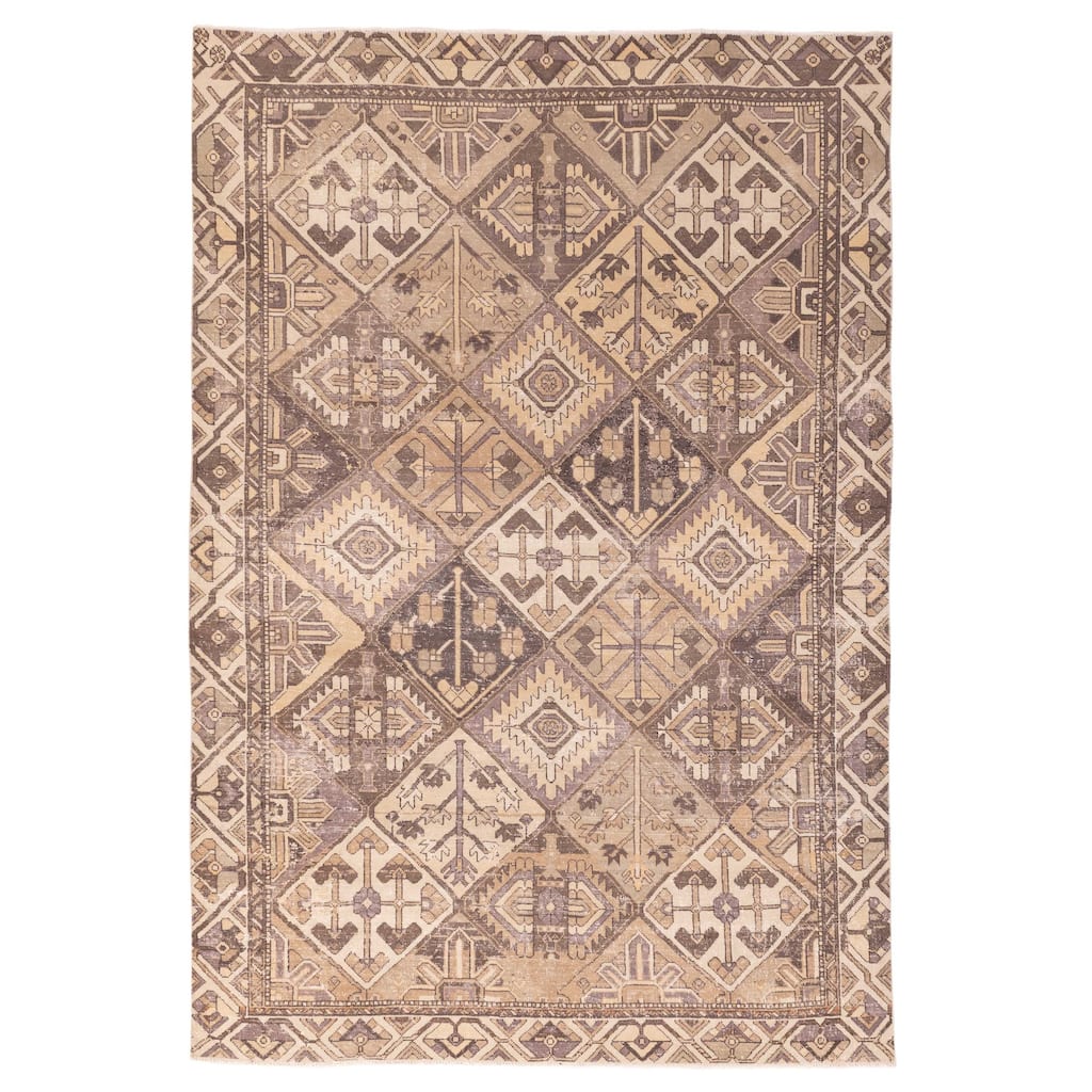 ECARPETGALLERY Hand-knotted Antalya Vintage Brown Wool Rug - 6'8 x 9'10