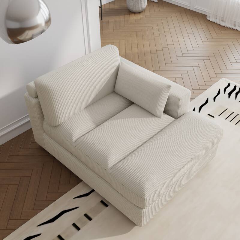 Left and Right Sectional Sofa Set Chaise Lounge Sofa Chair - Beige Right - Right Facing