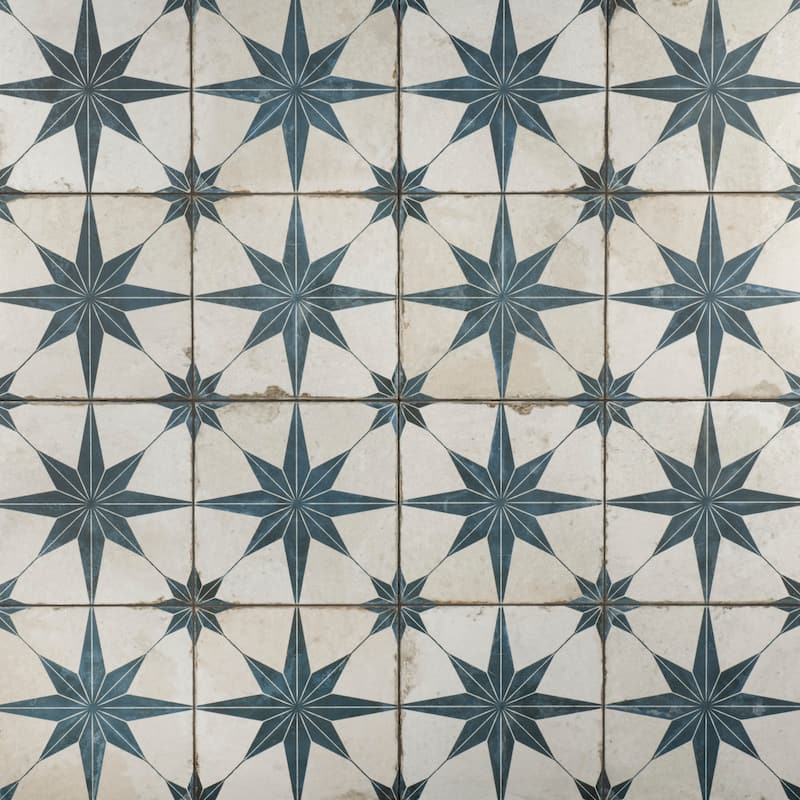 Merola Tile Kings Star Blue 17-5/8" x 17-5/8" Ceramic Floor and Wall Tile