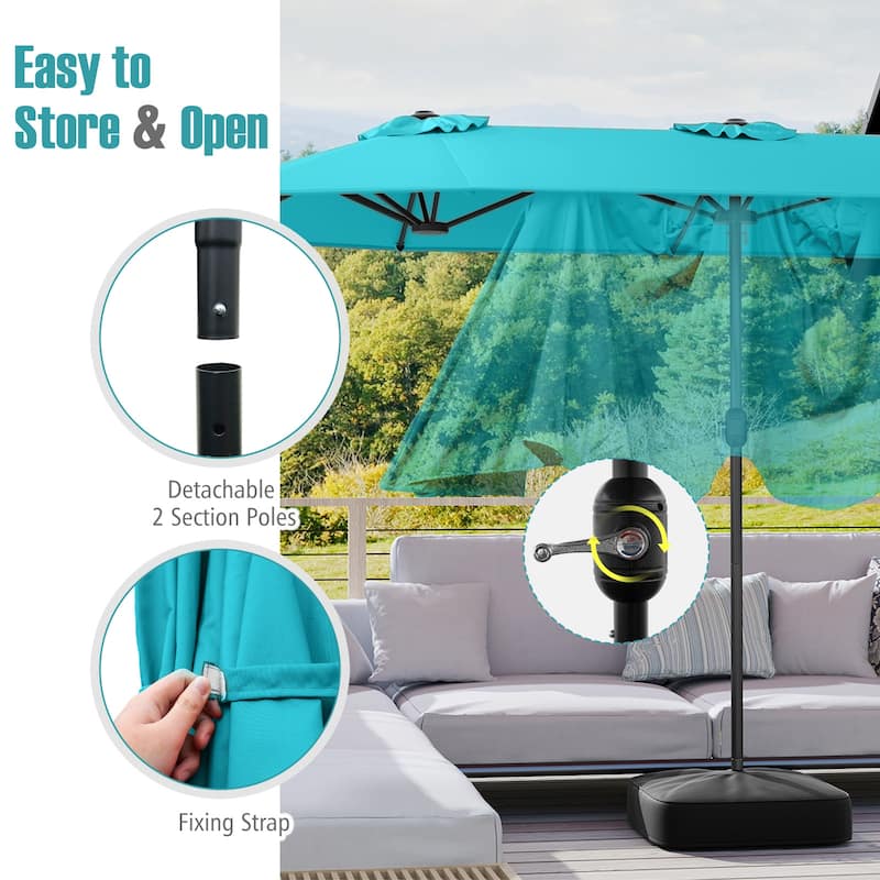 Gymax 13FT Double-sided Patio Umbrella w/ Crank Handle Umbrella Base