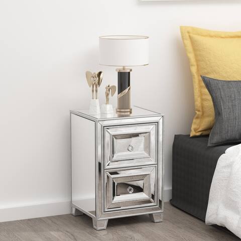 2-Drawer Wood Nightstand with Handles