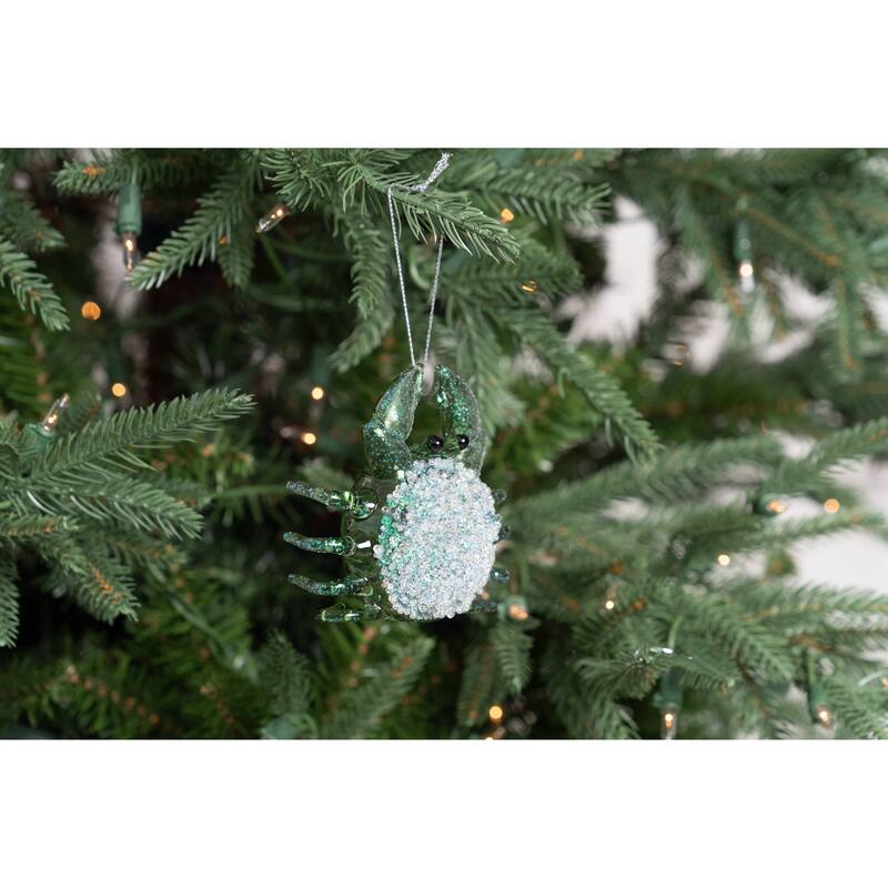 Seafoam Glitter Crab Christmas Xmas Ornament