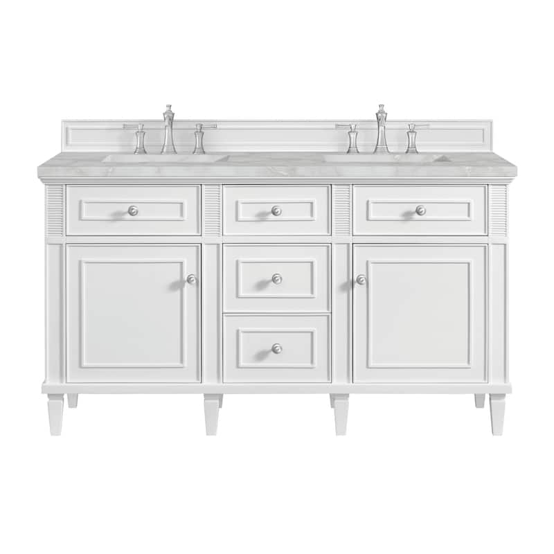 James Martin Vanities 424-V60D-3VSL Lorelai 60" Double Basin Wood - Bright White - Painted