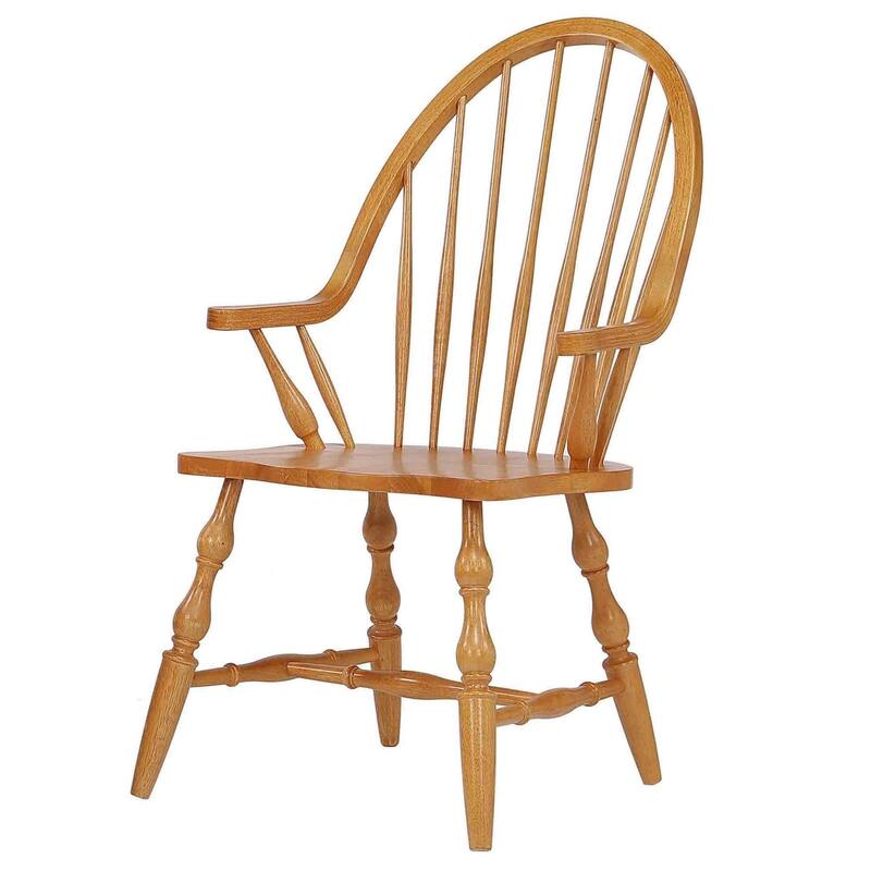 Distressed Windsor Style Dining Arm Chair - 41" - Light Brown