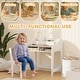 preview thumbnail 12 of 14, Qaba Kids Desk and Chair Set, Children Study Table with Storage and Shelves, Student Writing Desk, Natural Wood