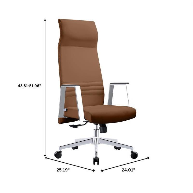 Aleen Ergonomic Leather Office Chair with High Back, 360° Swivel, Adjustable Height, Tilt Mechanism & Iron Frame