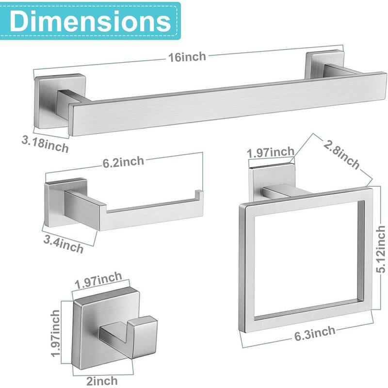 5-Piece Bathroom Accessories Set, 16 Inch Bathroom Hardware Towel Bar Set for Wall-Mounted Bathroom