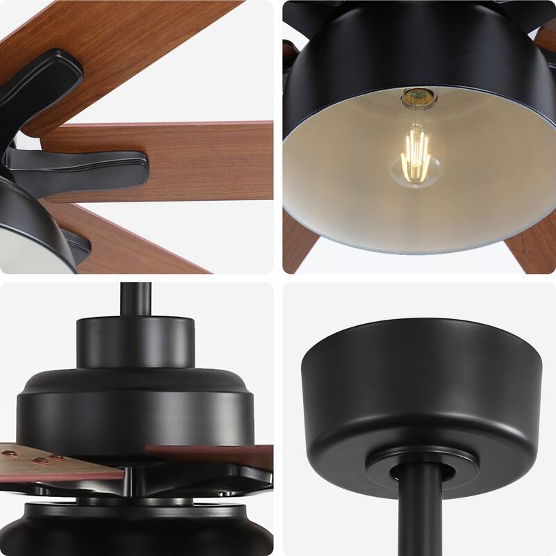 Remote Control Two-Color Blade Ceiling Fan Light with Quiet Reversible Motor & 6-Speed Adjustable Wind Speed