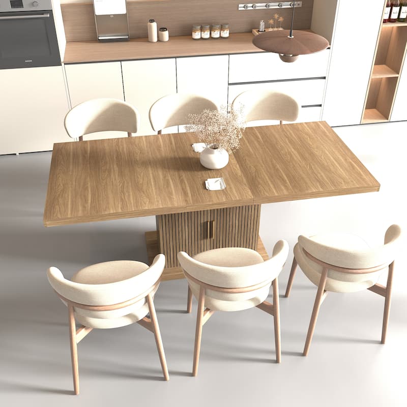 Expandable Dining Table With Storage Modern Minimalist Dining Table For 6-10 People