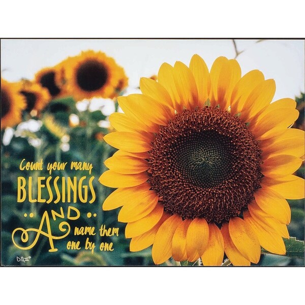 15.8" Yellow and Green Sunflower Printed Rectangular Wall Plaque - N/A