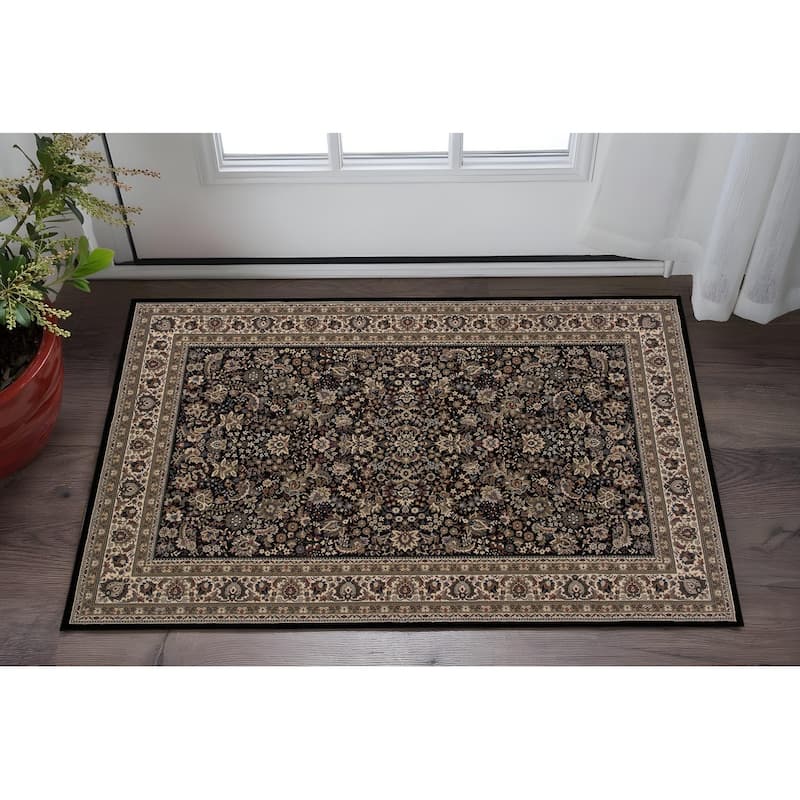 HomeRoots Oriental Traditional Runner Area Rug - Black/Brown - 36.00 in. x 24.00 in.  x 0.43 in. - Rectangle