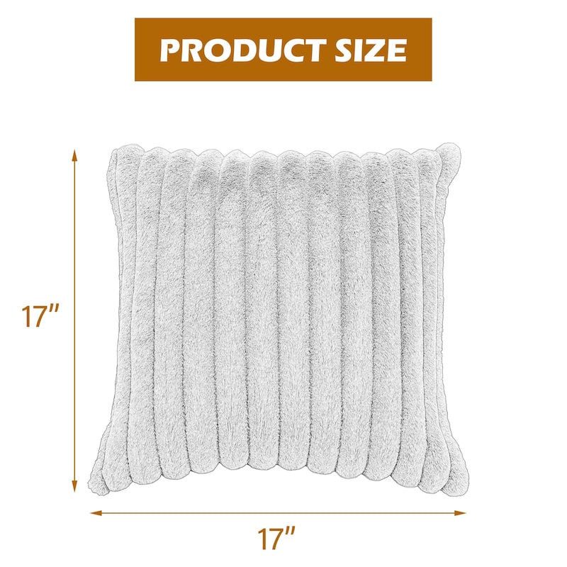 Modern Stripe Faux Fur Square Throw Pillows (Set of 2)