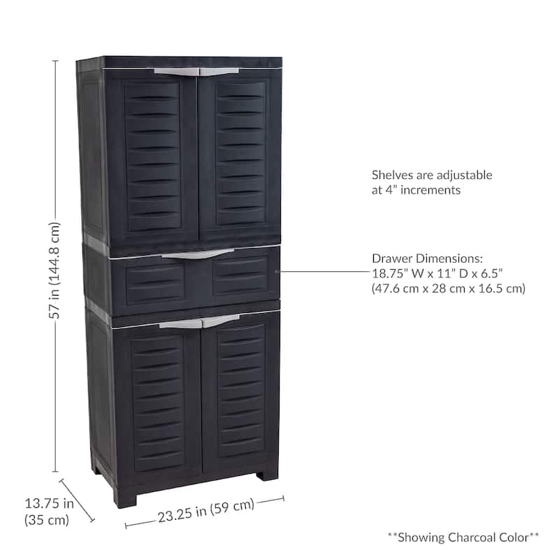Sunnydaze Storage Cabinet with 2 Adjustable Shelves and Drawer