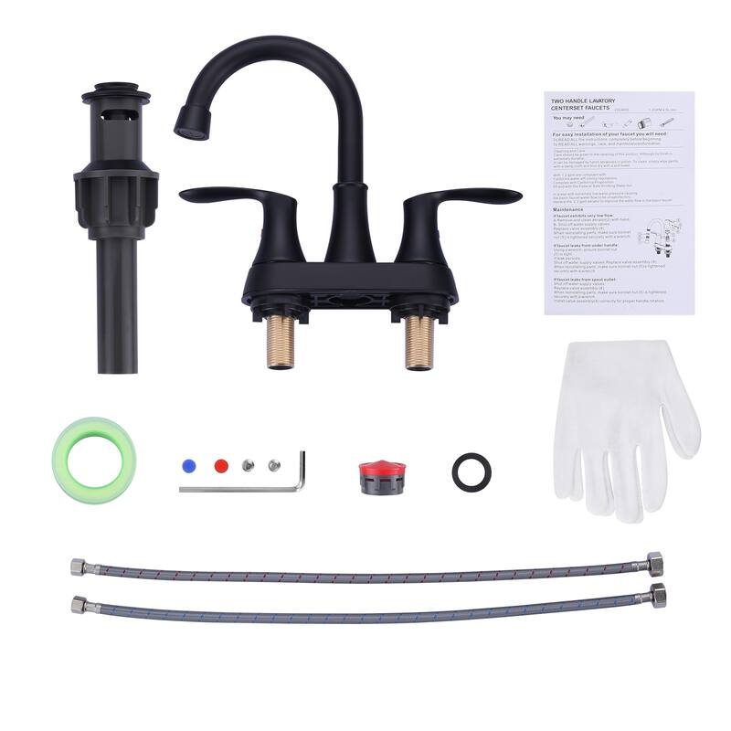 WOWOW 4 in. Centerset Double Handle High Arc Bathroom Faucet