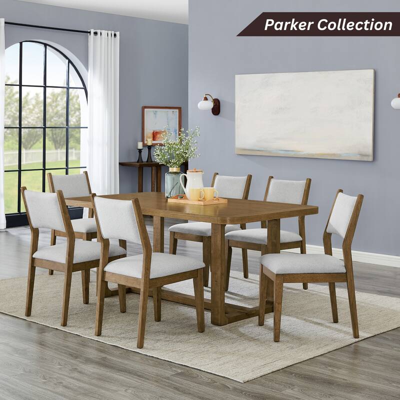 Roundhill Furniture Parker Dining Table, Trestle Base, Light Oak