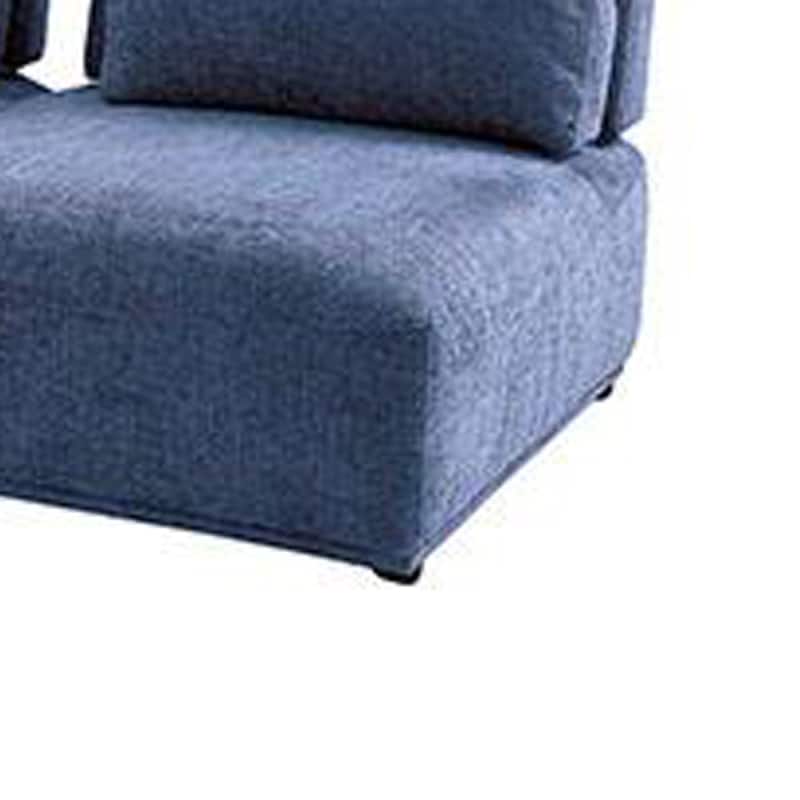 Stavan Modular L Sectional Sofa Set, Blue Chenille, Adjustable Backs