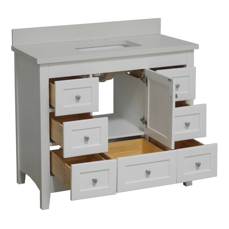 KitchenBathCollection Abbey 42" Bathroom Vanity with Quartz Top