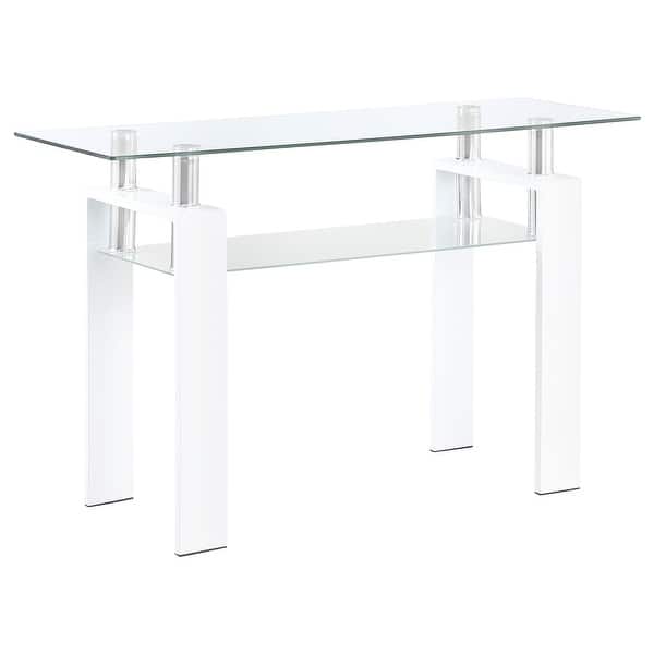 slide 2 of 5, Dyer Rectangular Glass Top Entryway Sofa Console Table White