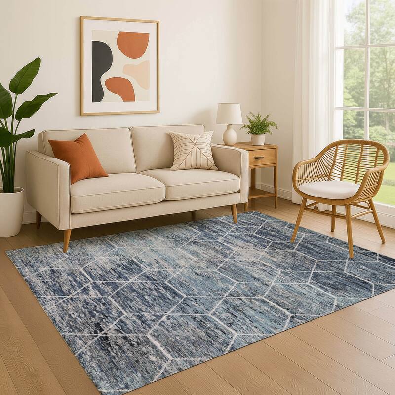 Premium Washable Super Soft Geo Abstract Mayfield Rug - Blue - 2'6" x 3'10"