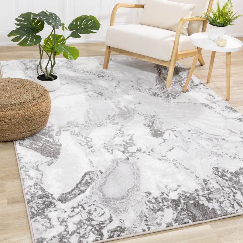 Isabelle Collection - Grey/White Granite Pattern Rug