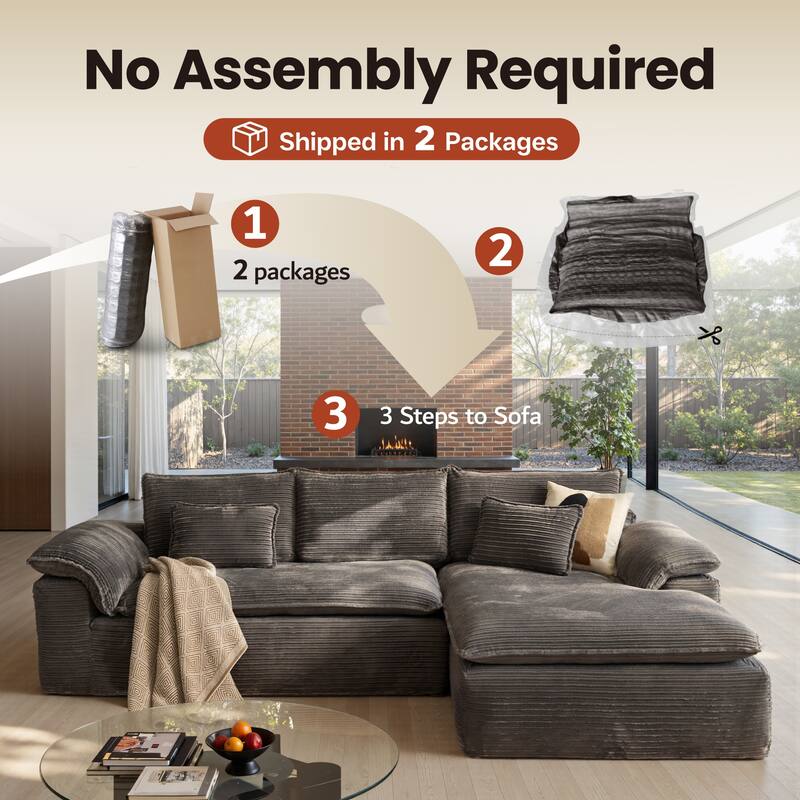 OVIOS L-Shaped Sofa with Dual-Tone Stripe Fabric​