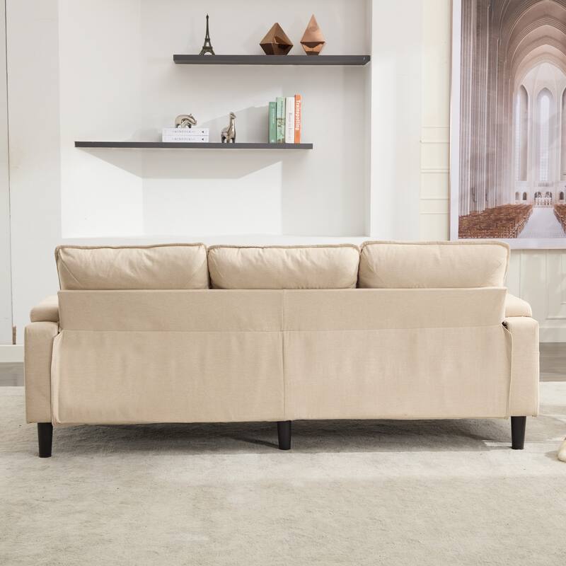 Blue 3-Seat Combo Sofa with Storage Ottoman, USB Charging, and Armrest Storage