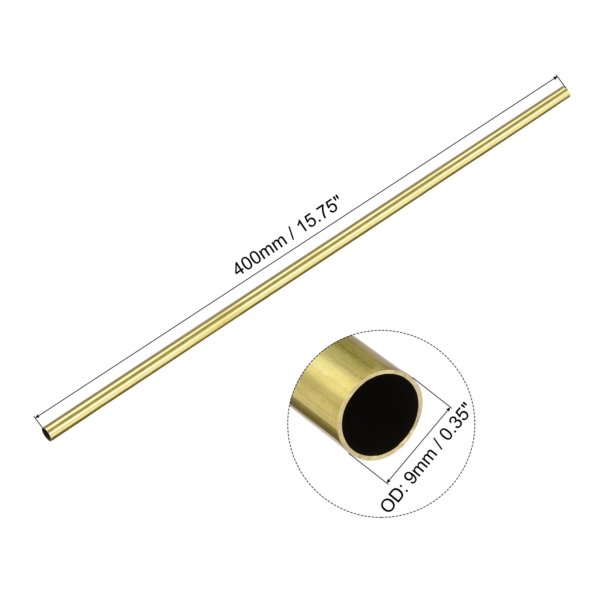 2Pcs 5mm x 1mm x 400mm Seamless Straight Brass Tube for Industry DIY Projects
