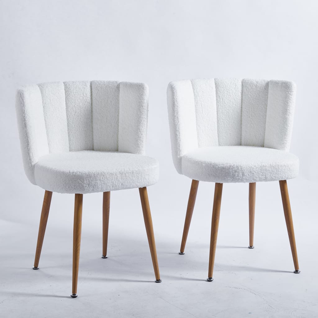 White Modern 23.62" Accent Chairs with Iron Tube Legs and Comfortable Backrest (Set of 2)