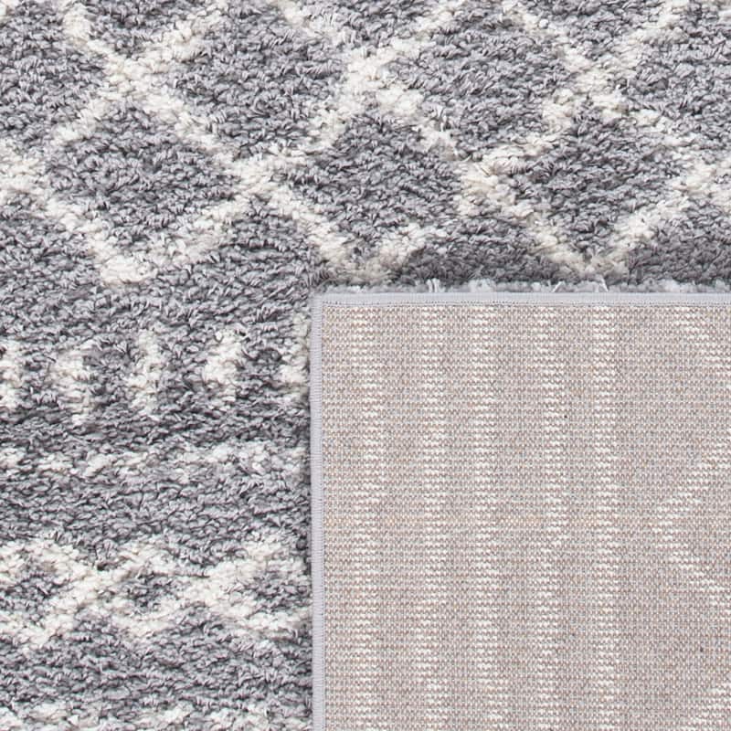 SAFAVIEH Arizona Shag Lotta Moroccan 1.2-inch Thick Rug - 2'3"x6'Runner - Grey/Ivory