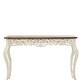 preview thumbnail 18 of 20, White Wood Intricately Carved Scroll Console Table with Brown Wood Top