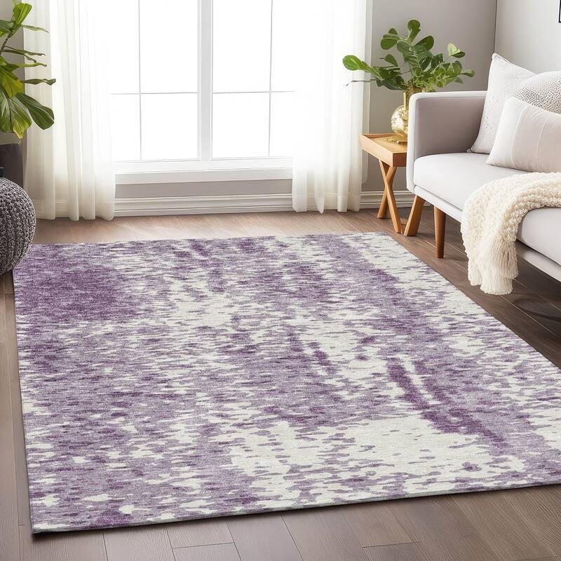 Premium Washable Super Soft Abstract Causal Mayfield Rug - Lavender - 8' x 10'