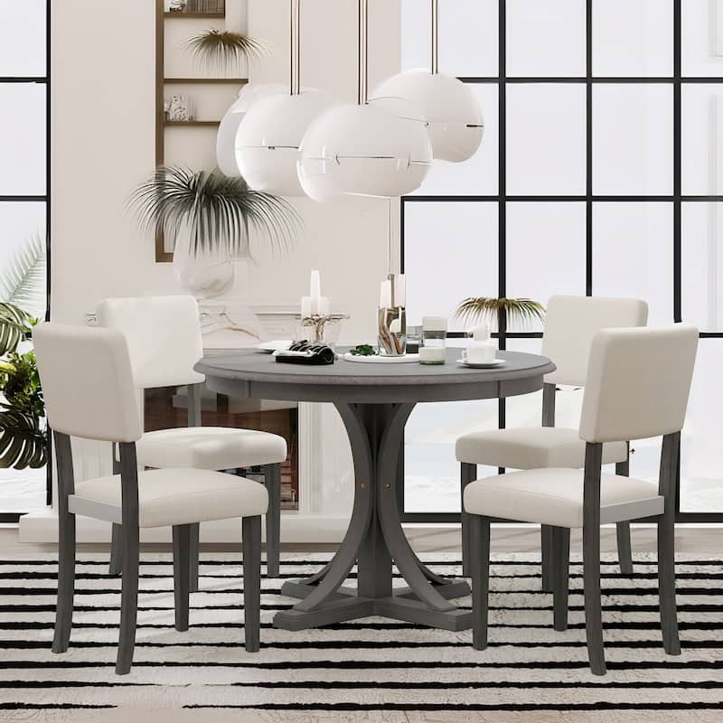 5-Piece Retro Round Dining Table Set