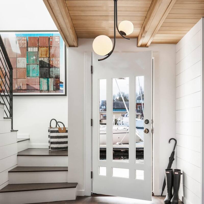 2 Light bulb lights black dining room chandelier glass, metal pendant light