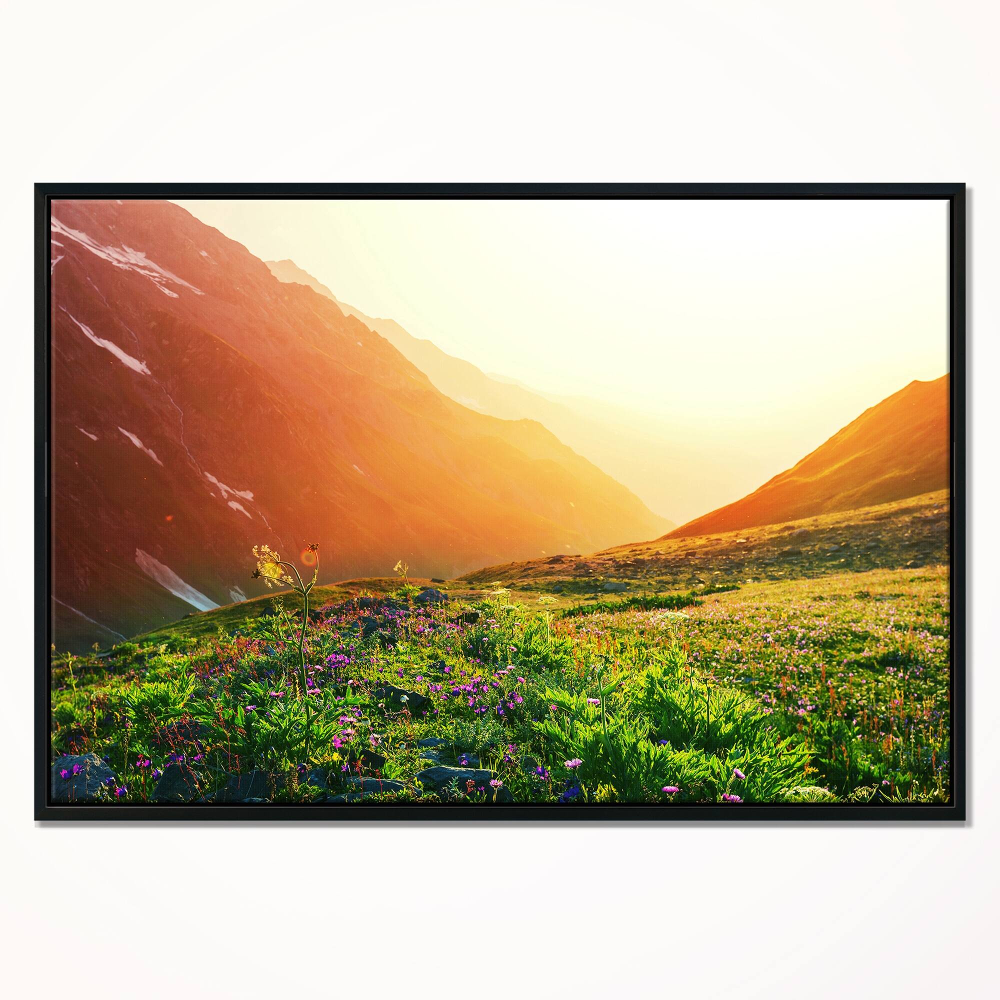 Designart "Beautiful Meadow on Sunny Day" Oversized Landscape Framed