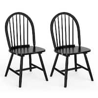 Set of 2 Wood Dining Chairs Windsor Chairs with High Spindle Back - Bed ...