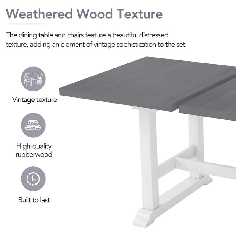 76.9" Extendable Dining Table with 4 Upholstered Chair and 1 Bench