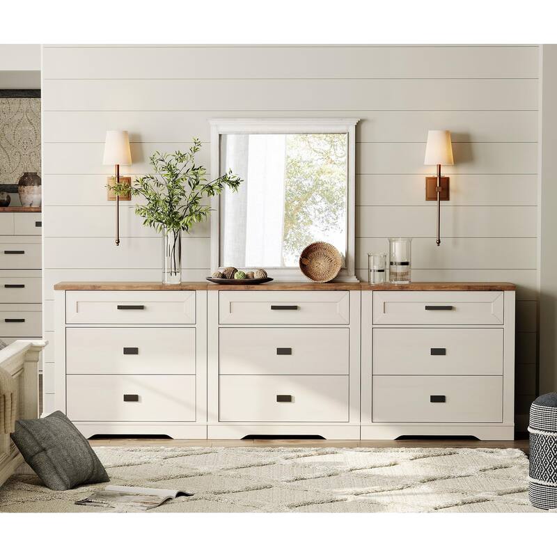 WAMPAT Mid Century Modern Dresser, 31.9" Tall Storage Cabinet with Drawers