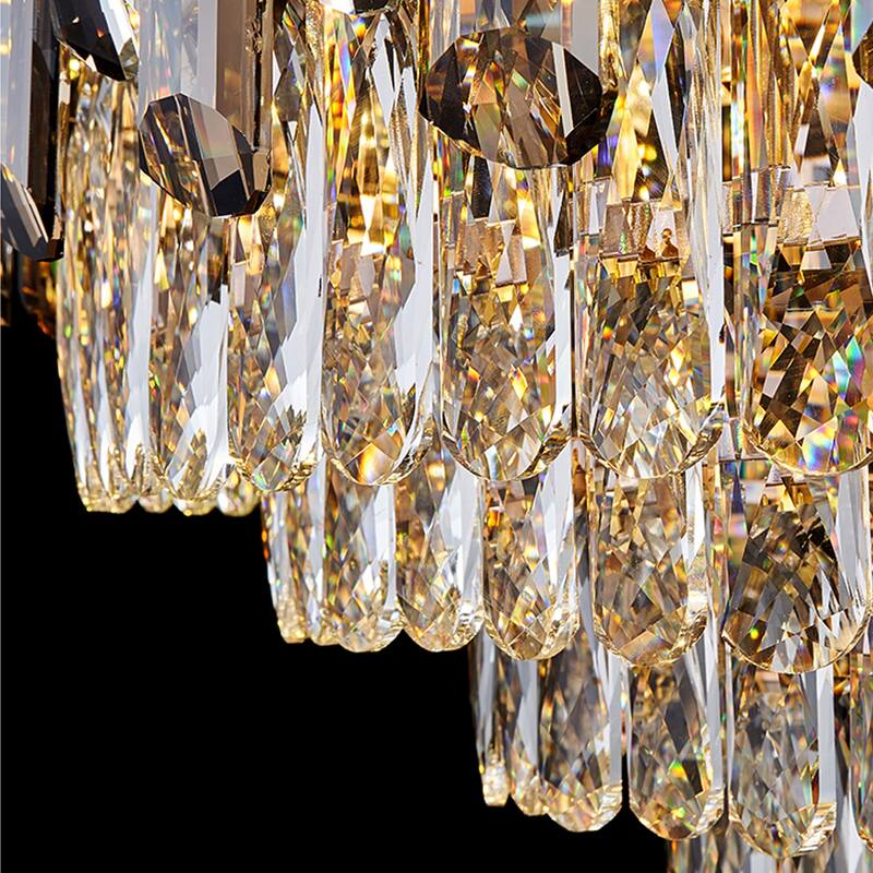 Smoked Gray/ Clear Crystal Chandelier with LED Lights