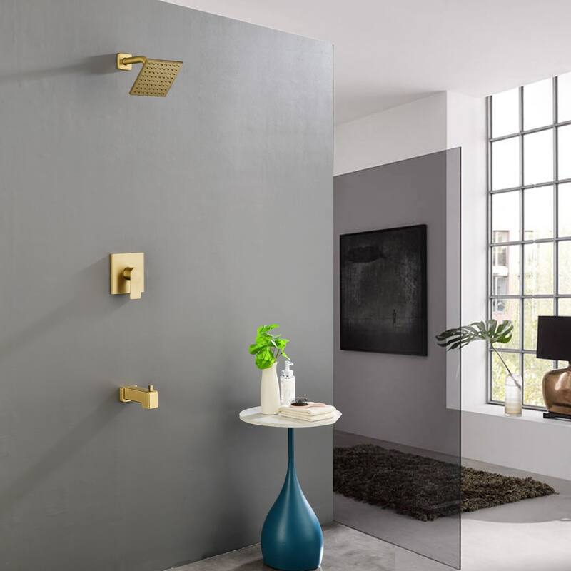 Modland Tub and Shower Faucet Set 6" Rain Head cUPC Pressure Balance Valve Anti-Scald Kit with Alloy Diverter Spout