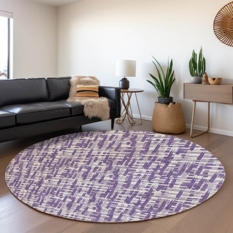 Premium Washable Super Soft Abstract Weave Mayfield Rug - Purple - 8' x 8'